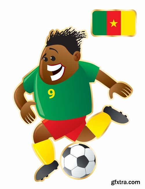 Cartoon boy football footballer different countries vector image 25 EPS