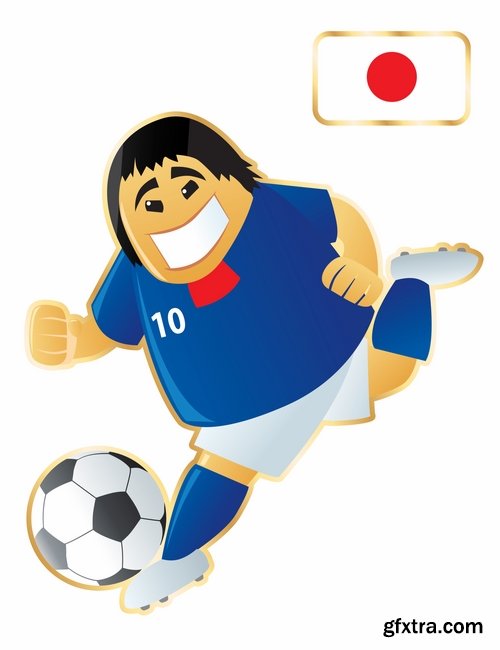 Cartoon boy football footballer different countries vector image 25 EPS