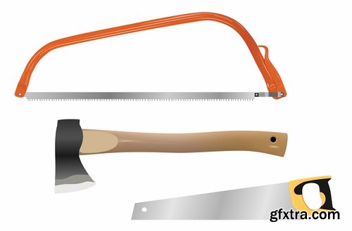 Garden tools shovel rake fork wheelbarrow garden shears 25 EPS