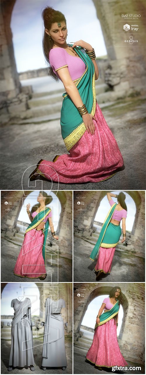 Saree for Genesis 8 Female and Victoria 8