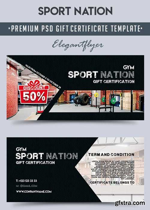 Sport Nation V1 Premium Gift Certificate PSD Template