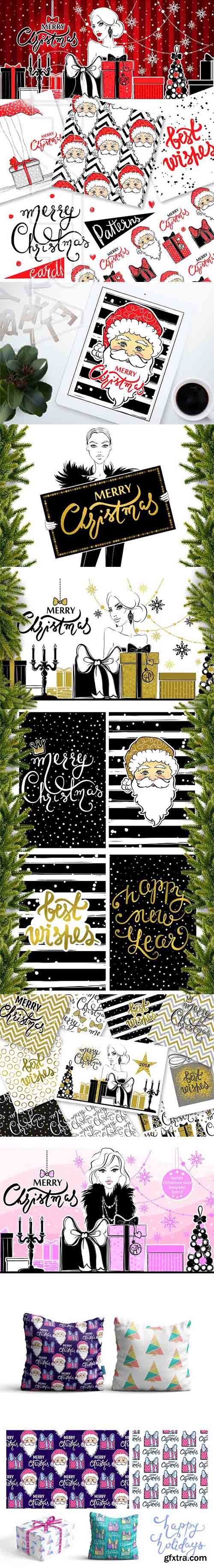 CreativeMarket - Merry Christmas pack New Year 2018 2003675