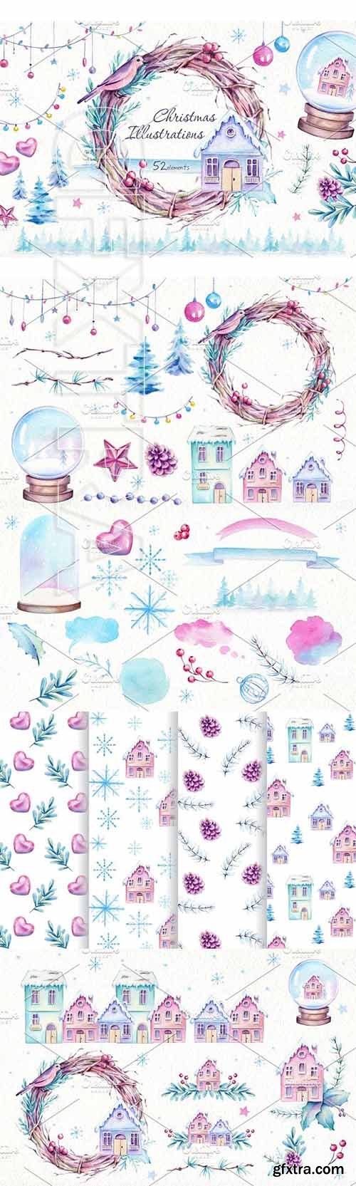 CreativeMarket - Christmas Watercolor Set 2002187