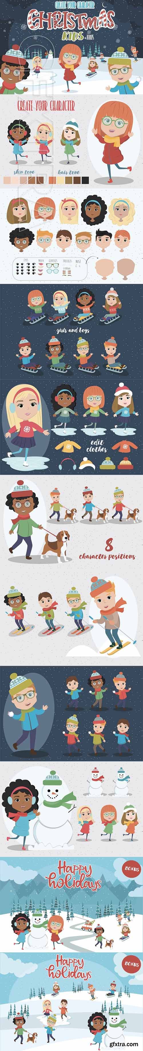 CreativeMarket - Creator Christmas kids character 2002300