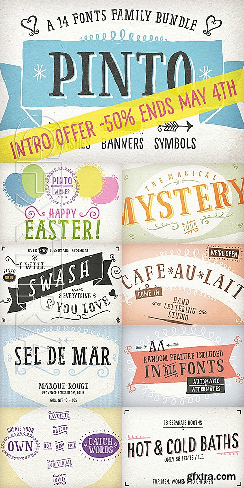 CM - Hand-drawn Pinto A 14 Fonts-Bundle 1371832