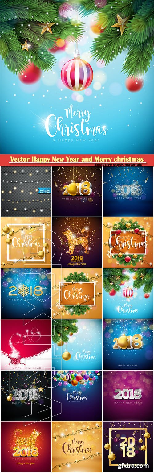 Vector Happy New Year and Merry christmas 2018 illustration