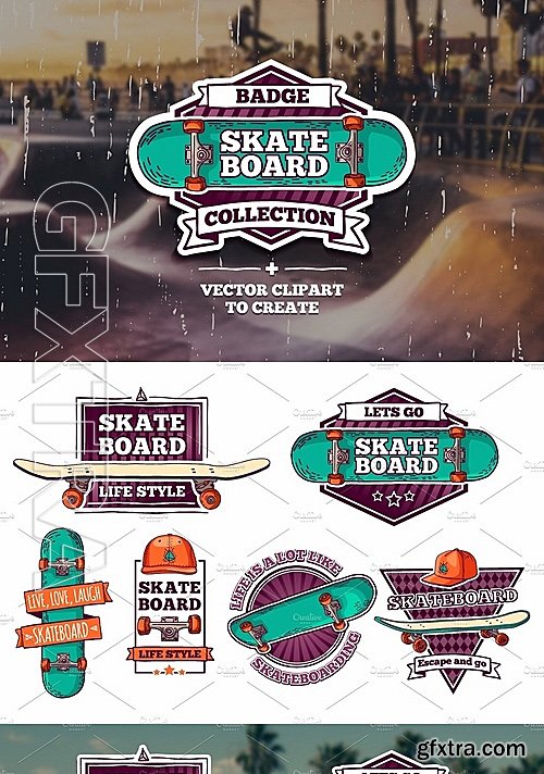 CM - Set of colored skateboard badges 1384778