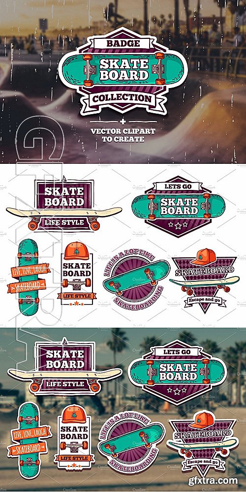 CM - Set of colored skateboard badges 1384778