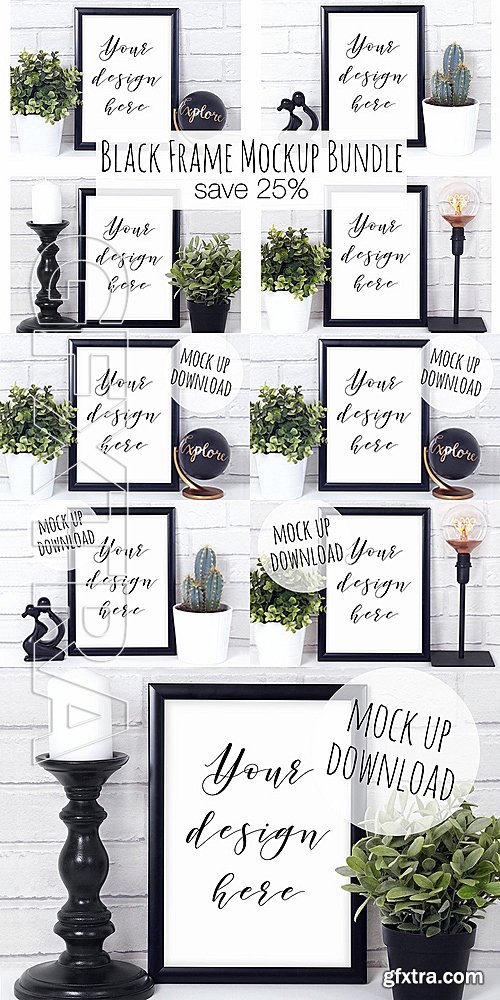 CM - Black Frame Mock Up Bundle 1399819