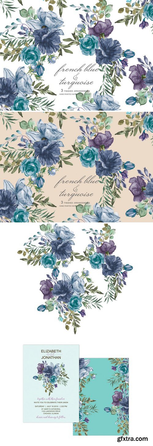 CM - French Blue Watercolor Bouquets 1957399