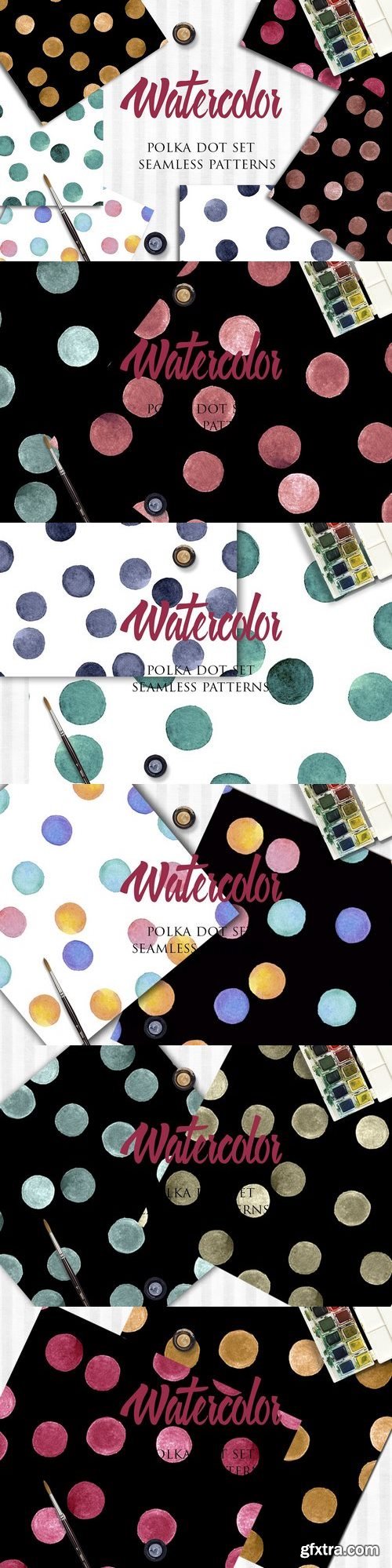 CM - Watercolor polka dot patterns set 1359229