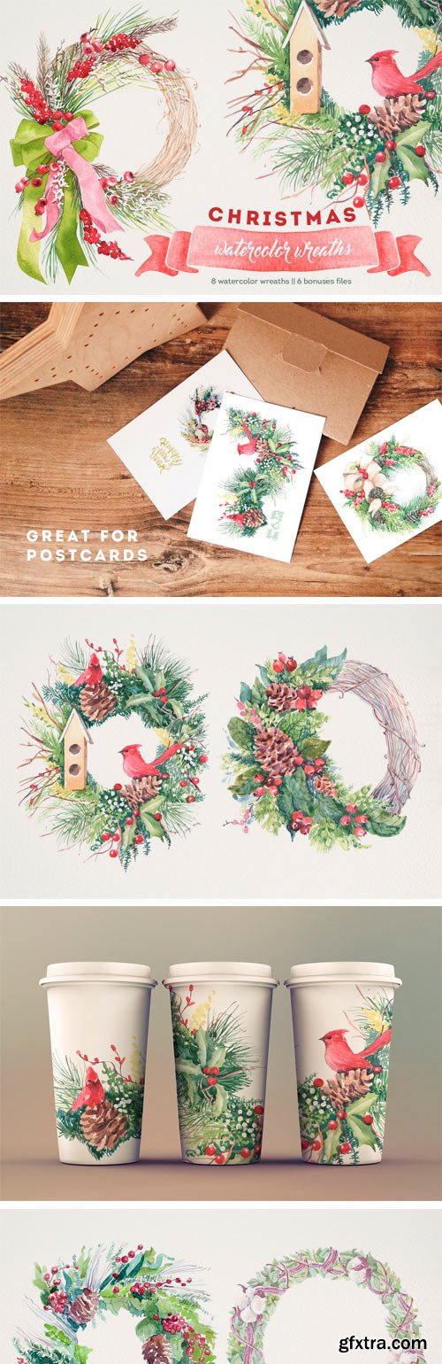 CM - Christmas Watercolor Wreaths 1973847