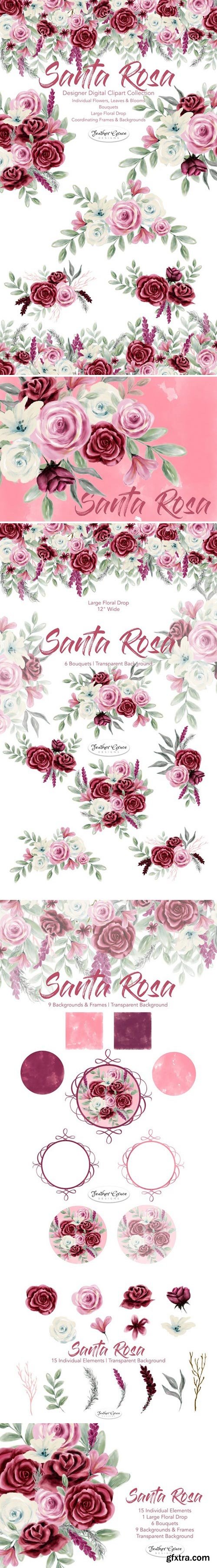 CM - Watercolor Flowers Pink Burgundy 1943271