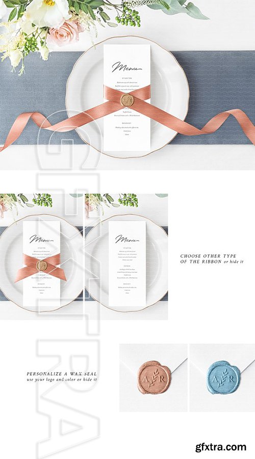 CreativeMarket - NEW Wedding Menu or Program Mockup 2019221