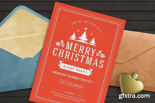 CreativeMarket Christmas party invitation flyer 1903704