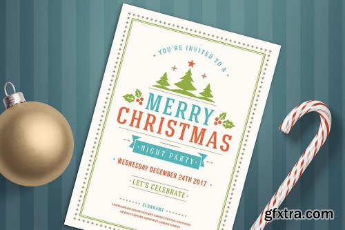 CreativeMarket Christmas party invitation flyer 1903704