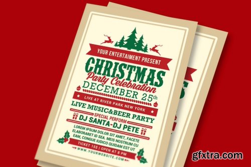 CreativeMarket Christmas Party Celebration Flyer 2027000