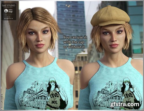 Manhattan Hair and Newsboy Cap for Genesis 3 Female(s) and Male(s)