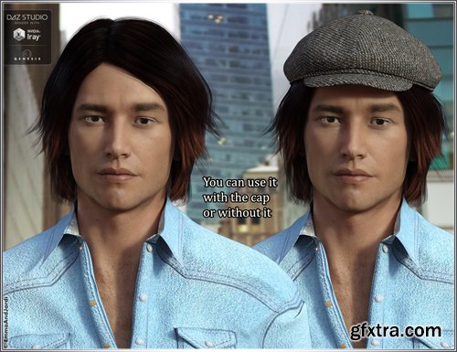 Manhattan Hair and Newsboy Cap for Genesis 3 Female(s) and Male(s)