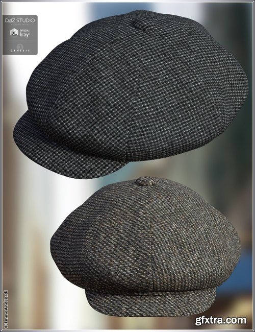 Manhattan Hair and Newsboy Cap for Genesis 3 Female(s) and Male(s)