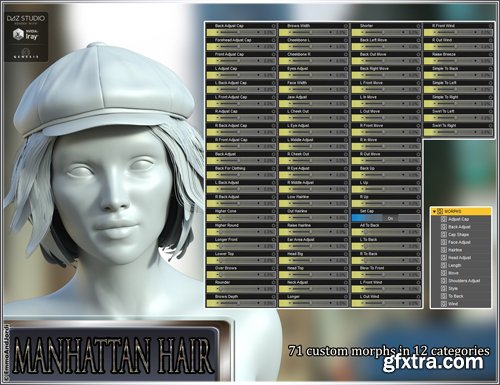 Manhattan Hair and Newsboy Cap for Genesis 3 Female(s) and Male(s)