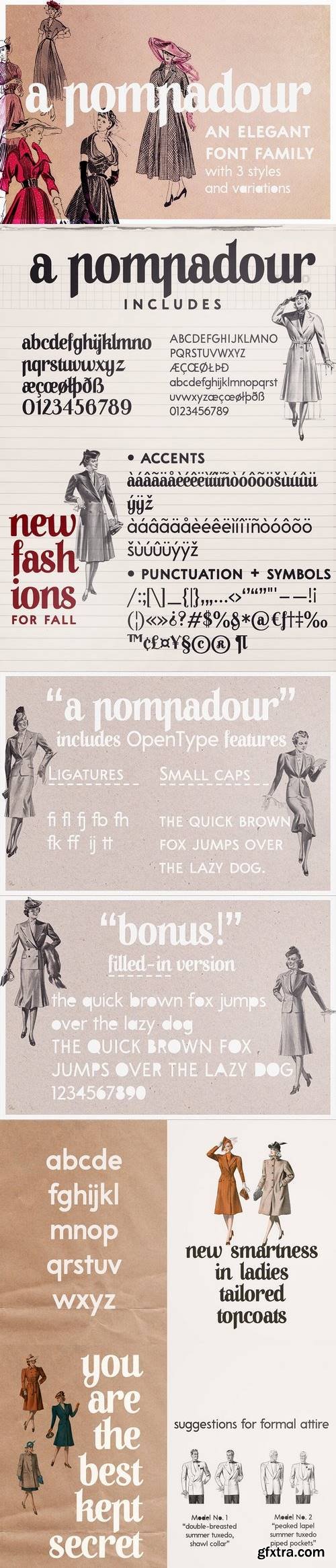 CM - A Pompadour font | a font family 1357968