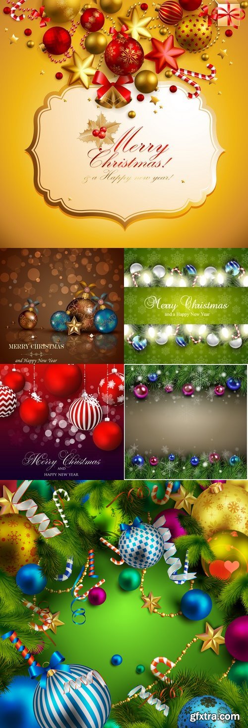 Vectors - Christmas Balls Backgrounds Set 10