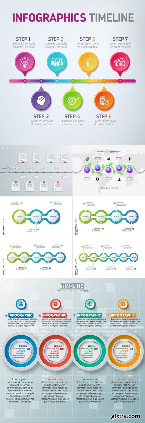 Vectors - Timeline Infographics 45