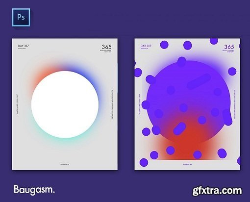 Baugasm™ Series #6 - Design 3 Different Posters With Abstract Gradient Shapes in Photoshop