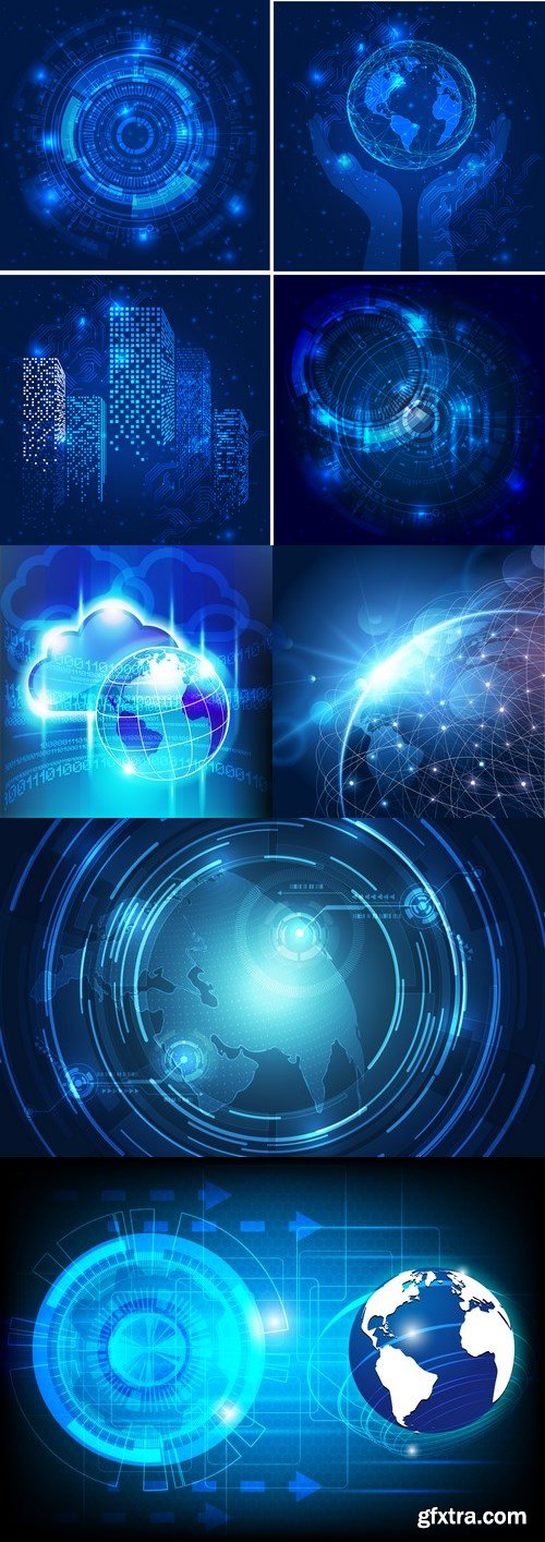 Vectors - Blue Network Backgrounds 4