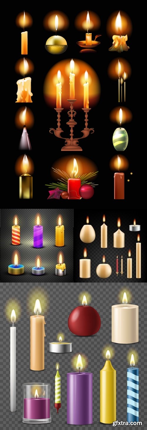 Vectors - Realistic Burning Candles 3