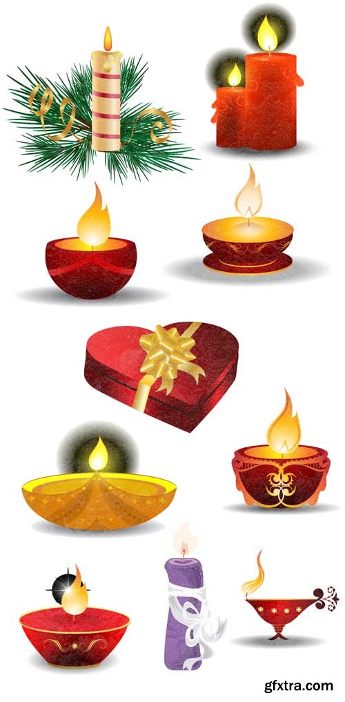 Christmas vector candles - Stock Vector