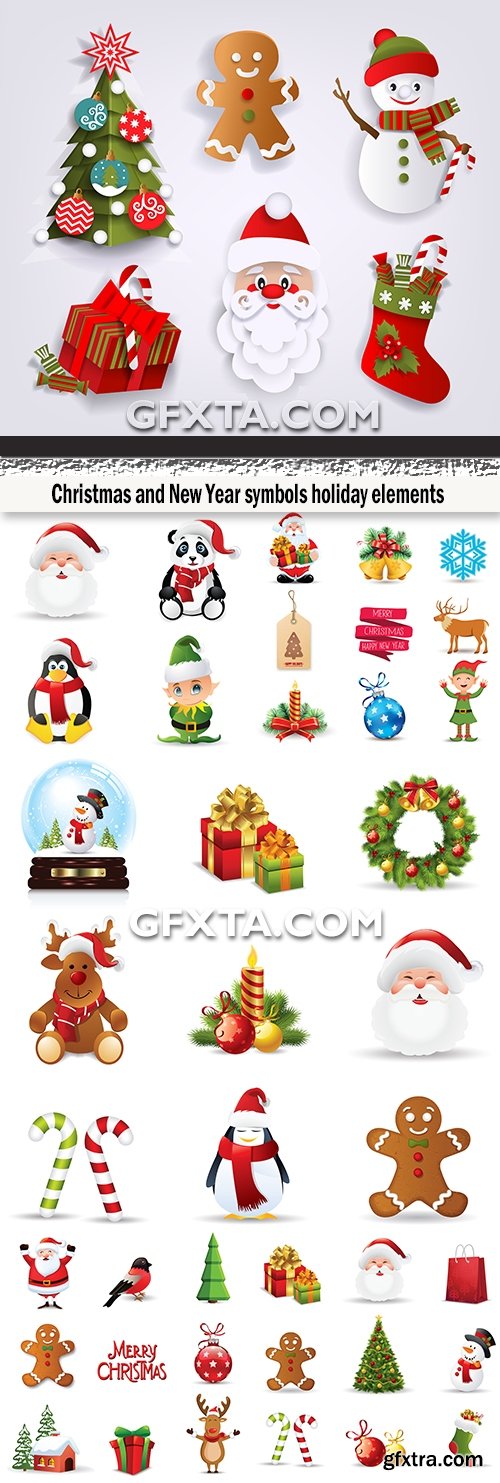 Christmas and New Year symbols holiday elements