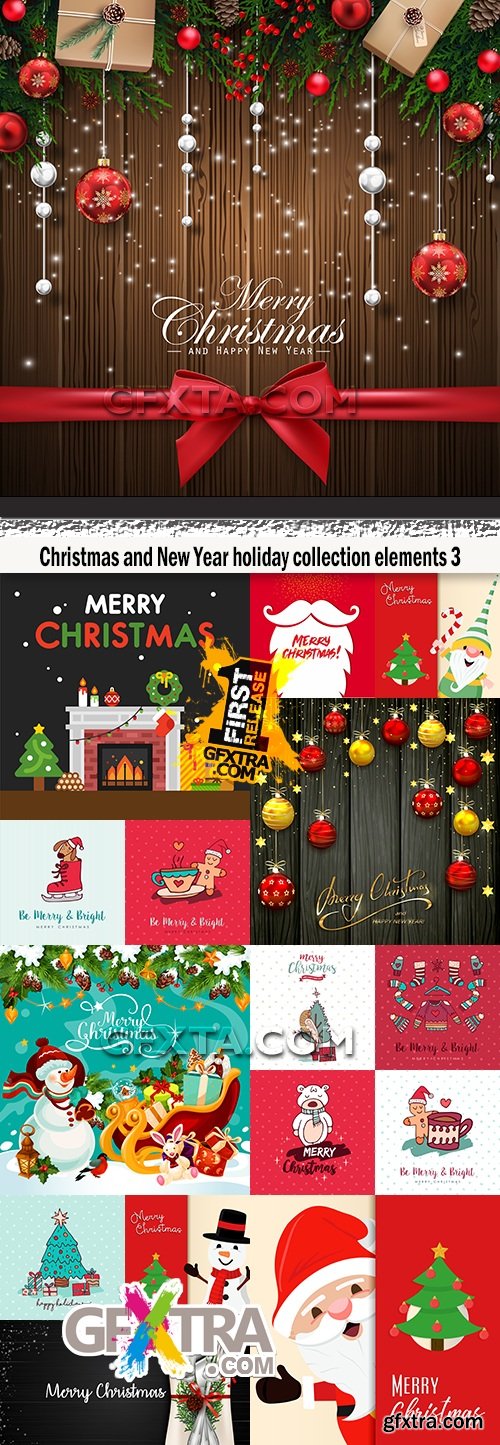 Christmas and New Year holiday collection elements 3