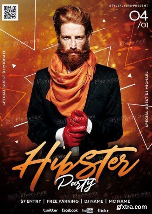 Hipster Party V1 PSD Flyer Template