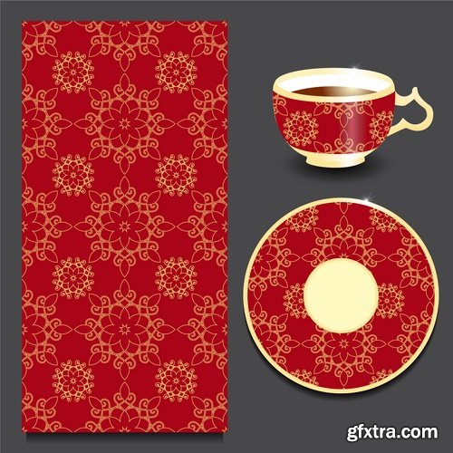 Pattern ethnic graphic dish damask calligraphic design elements 25XEPS