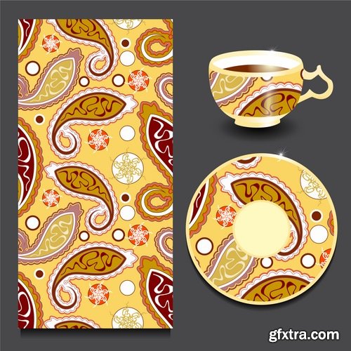 Pattern ethnic graphic dish damask calligraphic design elements 25XEPS