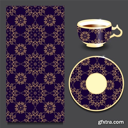 Pattern ethnic graphic dish damask calligraphic design elements 25XEPS