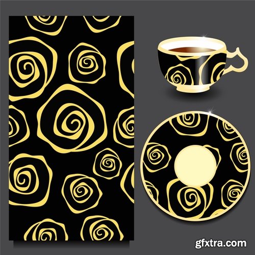 Pattern ethnic graphic dish damask calligraphic design elements 25XEPS