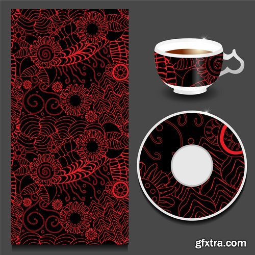 Pattern ethnic graphic dish damask calligraphic design elements 25XEPS