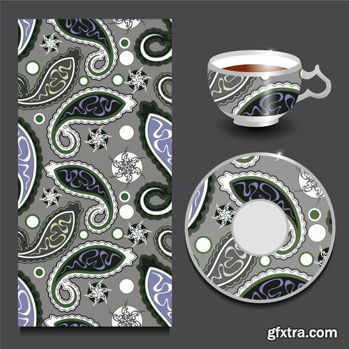 Pattern ethnic graphic dish damask calligraphic design elements 25XEPS