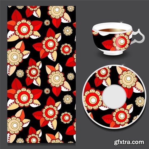 Pattern ethnic graphic dish damask calligraphic design elements 25XEPS