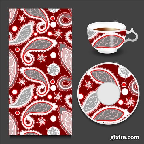 Pattern ethnic graphic dish damask calligraphic design elements 25XEPS