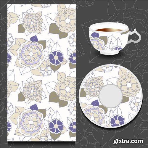 Pattern ethnic graphic dish damask calligraphic design elements 25XEPS