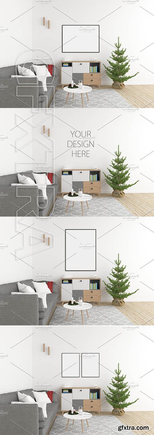 CreativeMarket - Xmas interior - wall gallery mockup 2036010