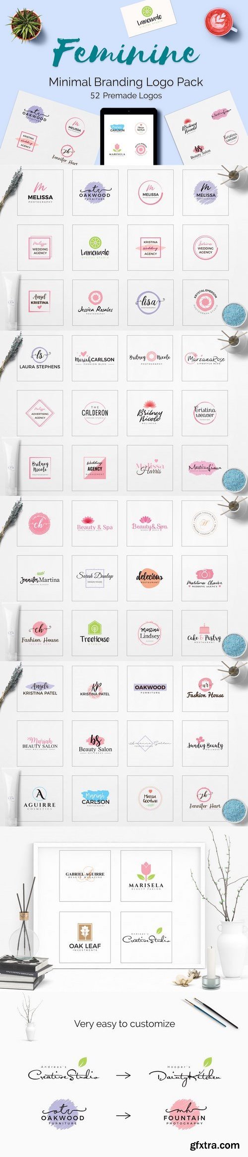 CM - Feminine Minimal Branding Logo Pack 1337355