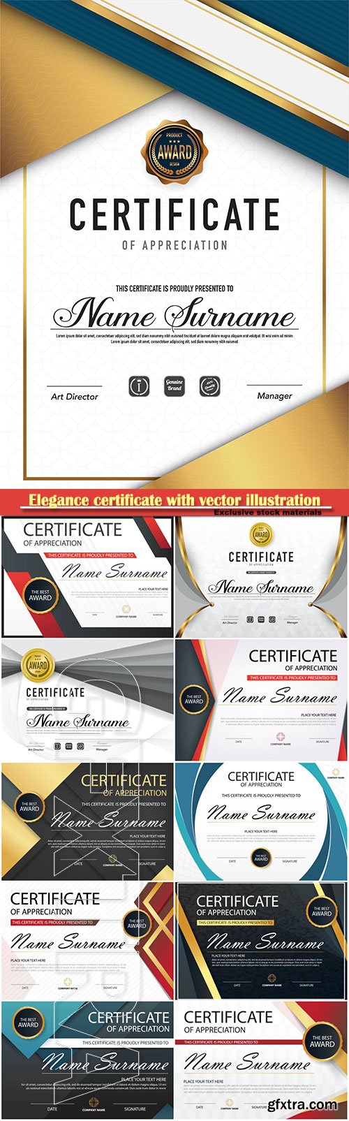 Elegance modern certificate with vector illustration