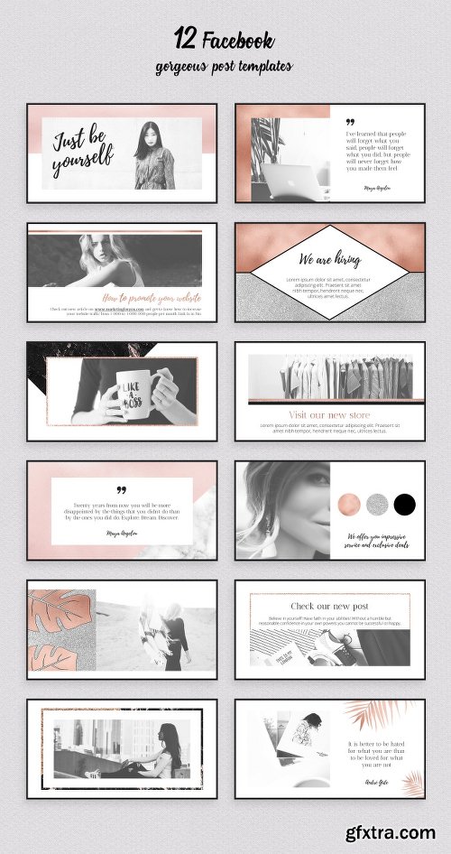 CreativeMarket Rose Gold Facebook Templates 2027991