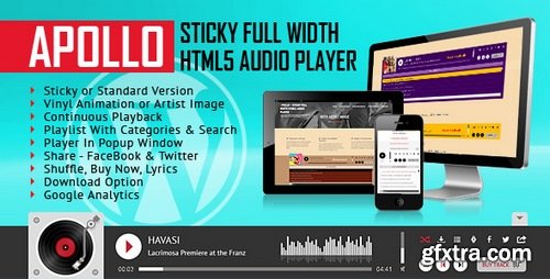 CodeCanyon - Apollo - Sticky Full Width HTML5 Audio Player - WordPress Plugin v1.2.1 - 20158996