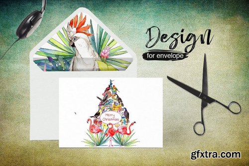 CreativeMarket Tropical PNG watercolor flower set 2027049